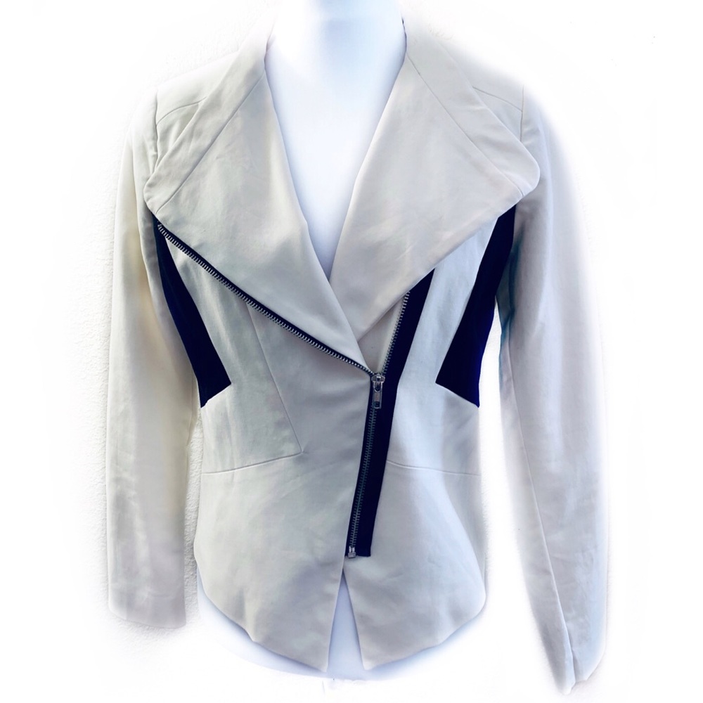 Worthington M Cream Moto Jacket Zipper Riding